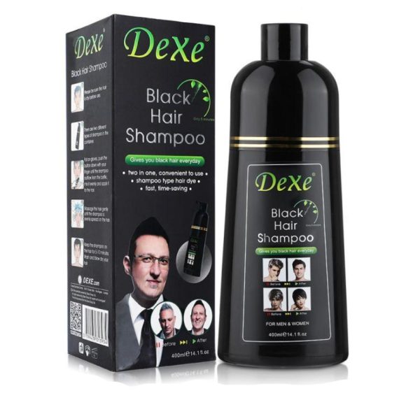 Dexe Black Hair Shampoo Tintura de Cabelo 400ML (Preto)